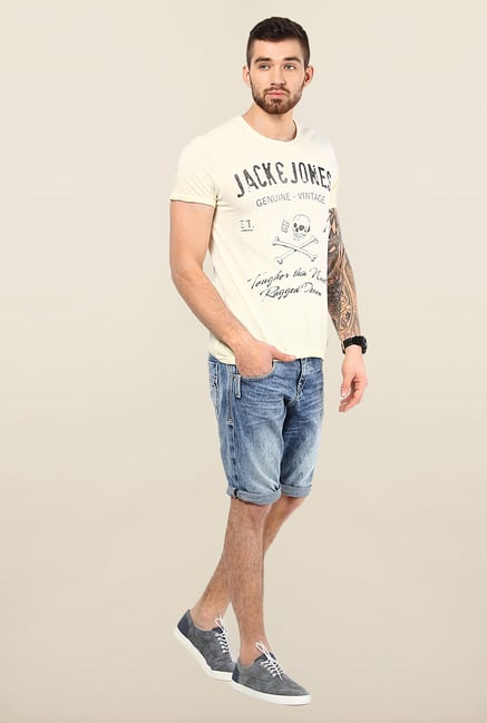 Jack & Jones Beige Printed T-Shirt Jack & Jones Beige Printed T-Shirt