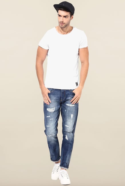 Jack & Jones Blue Distressed Slim Fit Jeans Jack & Jones Blue Distressed Slim Fit Jeans
