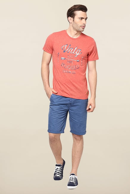 Jack & Jones Red Printed Cotton T-Shirt Jack & Jones Red Printed Cotton T-Shirt