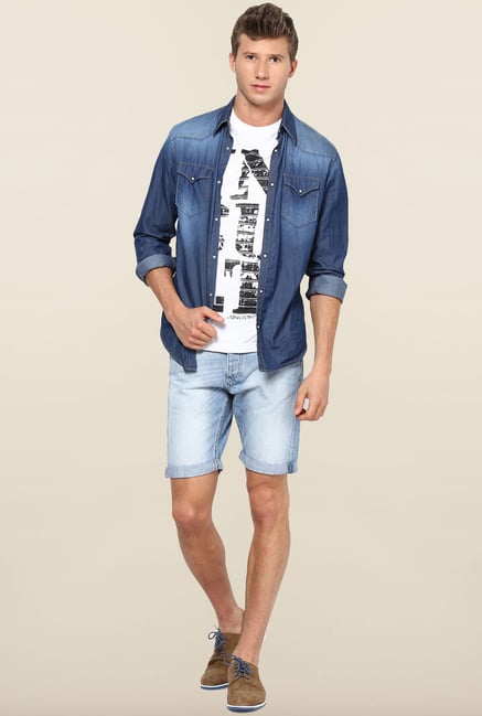 Jack & Jones Blue Solid Shorts Jack & Jones Blue Solid Shorts