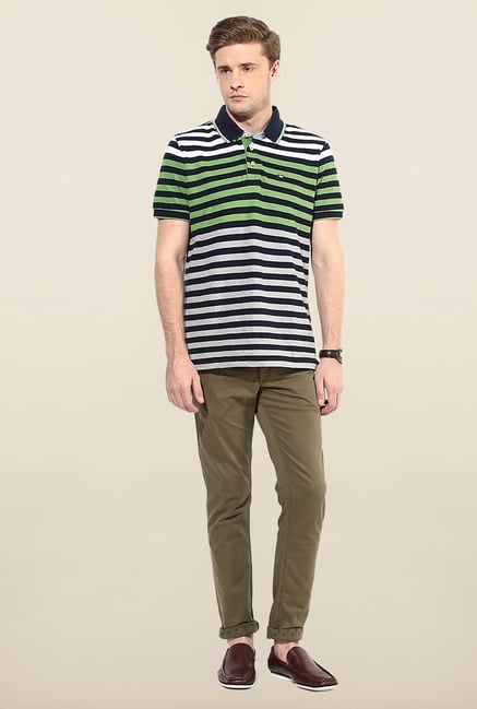 Jack & Jones Green Solid Cotton Chinos Jack & Jones Green Solid Cotton Chinos