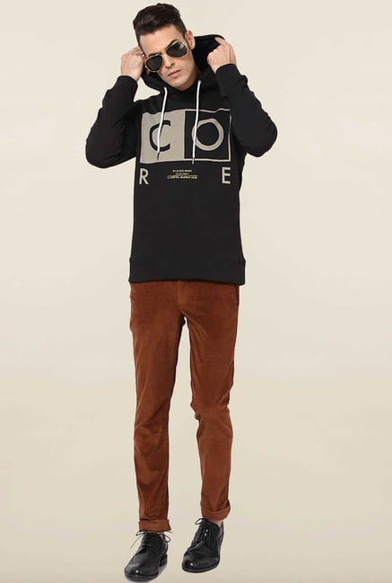 Jack & Jones Black Printed Hoodie Jack & Jones Black Printed Hoodie