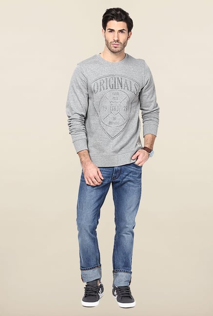 Jack & Jones Light Grey Printed Sweatshirt Jack & Jones Light Grey Printed Sweatshirt