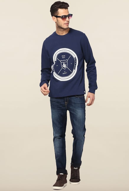 Jack & Jones Dark Blue Crew Neck Sweatshirt Jack & Jones Dark Blue Crew Neck Sweatshirt