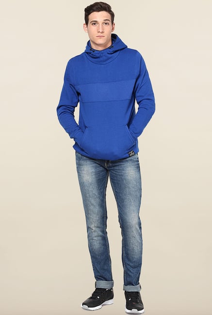 Jack & Jones Blue Solid Hoodie Jack & Jones Blue Solid Hoodie