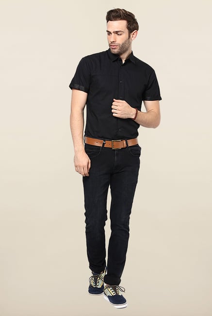 Jack & Jones Black Solid Slim Fit Casual Shirt Jack & Jones Black Solid Slim Fit Casual Shirt