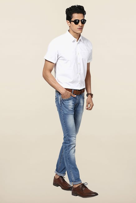 Jack & Jones White Solid Short Sleeves Casual Shirt Jack & Jones White Solid Short Sleeves Casual Shirt