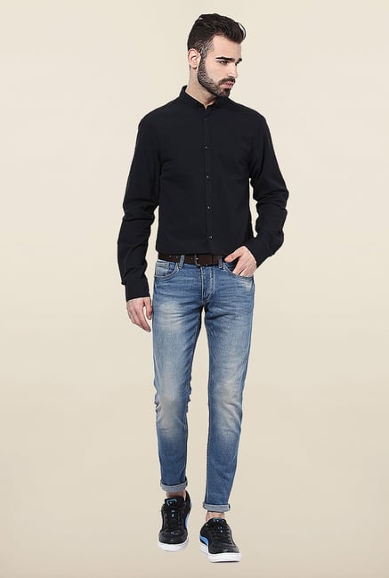 Jack & Jones Black Solid Button Down Casual Shirt Jack & Jones Black Solid Button Down Casual Shirt