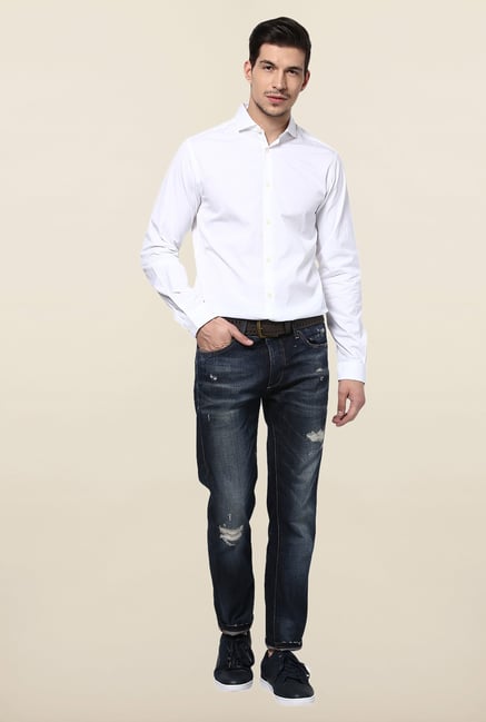 Jack & Jones White Solid Slim Fit Casual Shirt Jack & Jones White Solid Slim Fit Casual Shirt