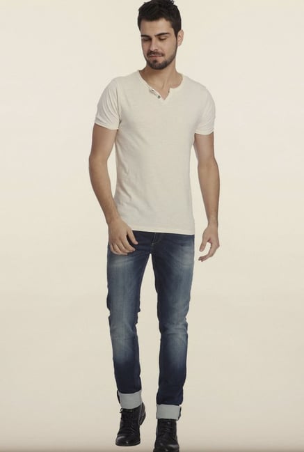 Jack & Jones White Solid Henley T-Shirt Jack & Jones White Solid Henley T-Shirt