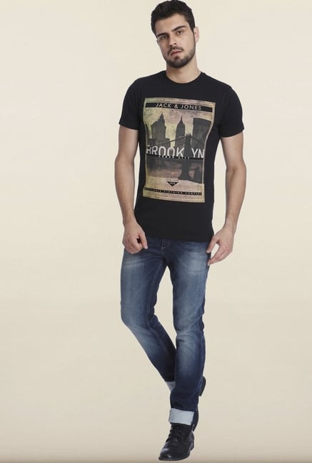Jack & Jones Black Graphic Printed T-shirt Jack & Jones Black Graphic Printed T-shirt