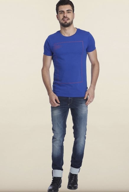 Jack & Jones Blue Printed Crew T-shirt Jack & Jones Blue Printed Crew T-shirt