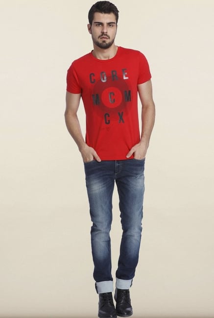 Jack & Jones Red Printed Crew T-shirt Jack & Jones Red Printed Crew T-shirt