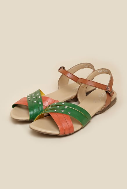 La Briza Green & Brown Flat Sandals La Briza Green & Brown Flat Sandals