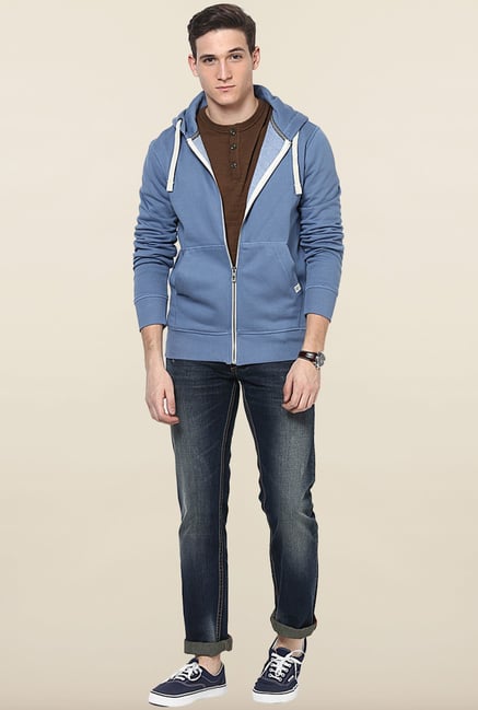 Jack & Jones Blue Cotton Hoodie Jack & Jones Blue Cotton Hoodie