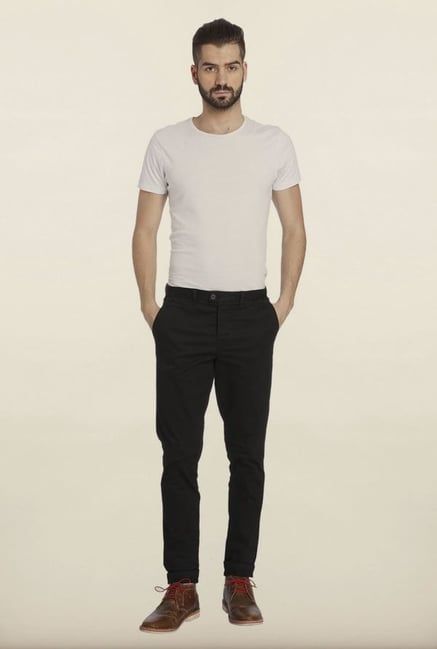 Jack & Jones Black Solid Chinos Jack & Jones Black Solid Chinos