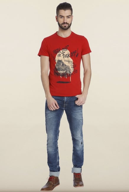 Jack & Jones Red Printed T-Shirt Jack & Jones Red Printed T-Shirt