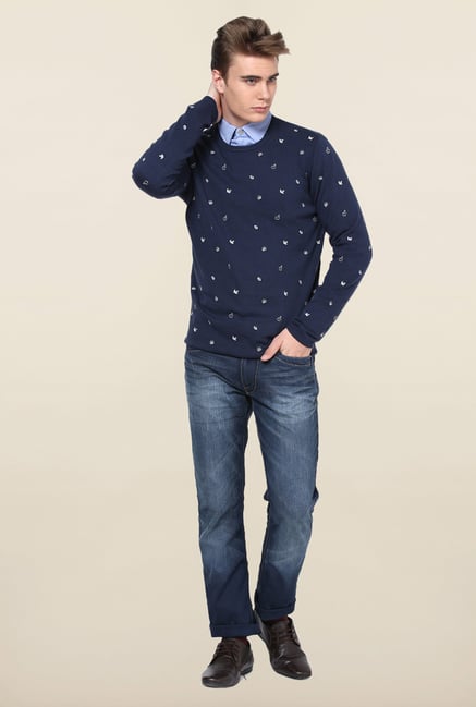 Jack & Jones Navy Printed Sweatshirt Jack & Jones Navy Printed Sweatshirt