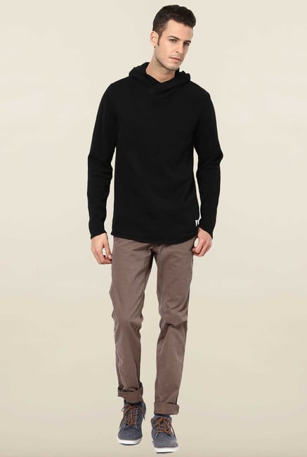 Jack & Jones Black Solid Hoodie Jack & Jones Black Solid Hoodie
