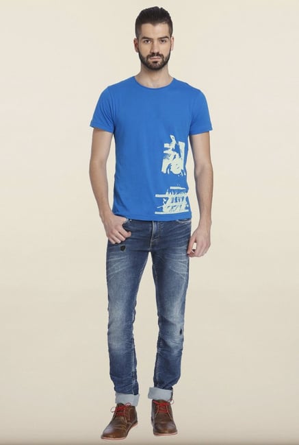 Jack & Jones Blue Printed T-Shirt Jack & Jones Blue Printed T-Shirt