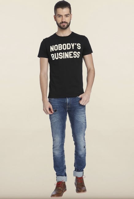 Jack & Jones Black Printed T-Shirt Jack & Jones Black Printed T-Shirt