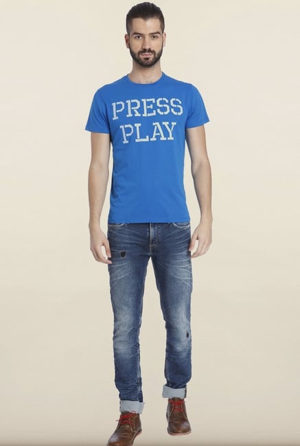 Jack & Jones Blue Slim Fit T-Shirt Jack & Jones Blue Slim Fit T-Shirt