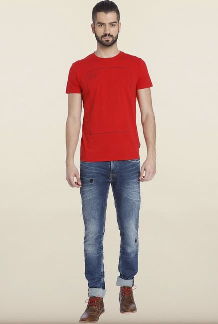 Jack & Jones Red Printed Slim Fit T-shirt Jack & Jones Red Printed Slim Fit T-shirt