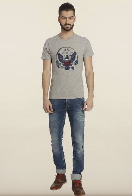Jack & Jones Grey Printed T-shirt Jack & Jones Grey Printed T-shirt