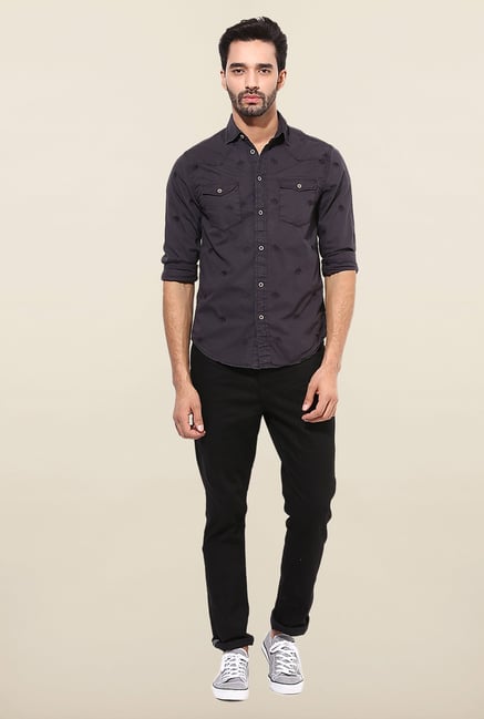 Jack & Jones Black Printed Casual Shirt Jack & Jones Black Printed Casual Shirt