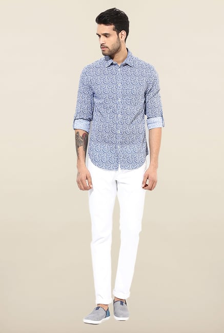 Jack & Jones Blue Printed Slim Fit Casual Shirt Jack & Jones Blue Printed Slim Fit Casual Shirt