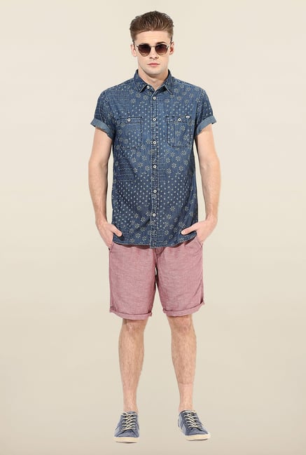 Jack & Jones Dark Blue Printed Casual Shirt Jack & Jones Dark Blue Printed Casual Shirt