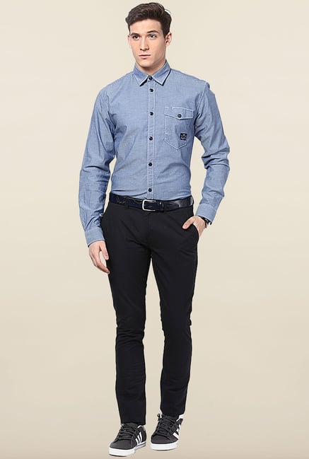 Jack & Jones Blue Solid Slim Fit Casual Shirt Jack & Jones Blue Solid Slim Fit Casual Shirt