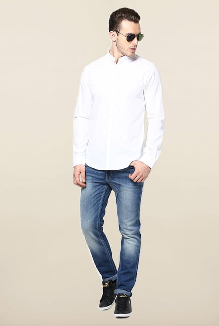 Jack & Jones White Solid Slim Fit Casual Shirt Jack & Jones White Solid Slim Fit Casual Shirt