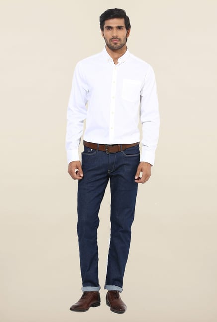 Jack & Jones White Solid Slim Fit Cotton Casual Shirt Jack & Jones White Solid Slim Fit Cotton Casual Shirt