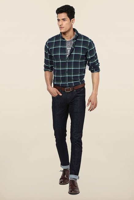 Jack & Jones Dark Blue Checks Casual Shirt Jack & Jones Dark Blue Checks Casual Shirt