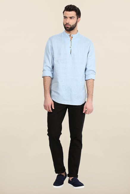 Jack & Jones Sky Blue Solid Slim Fit Casual Shirt Jack & Jones Sky Blue Solid Slim Fit Casual Shirt