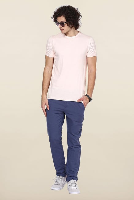 Jack & Jones Light Pink Solid T-Shirt Jack & Jones Light Pink Solid T-Shirt