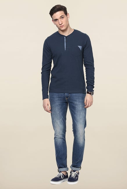 Jack & Jones Navy Solid T-Shirt Jack & Jones Navy Solid T-Shirt