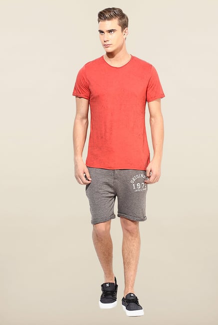 Jack & Jones Red Solid Slim Fit T-Shirt Jack & Jones Red Solid Slim Fit T-Shirt