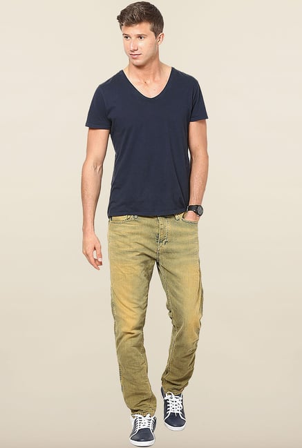 Jack & Jones Brown Solid Washed Jeans Jack & Jones Brown Solid Washed Jeans
