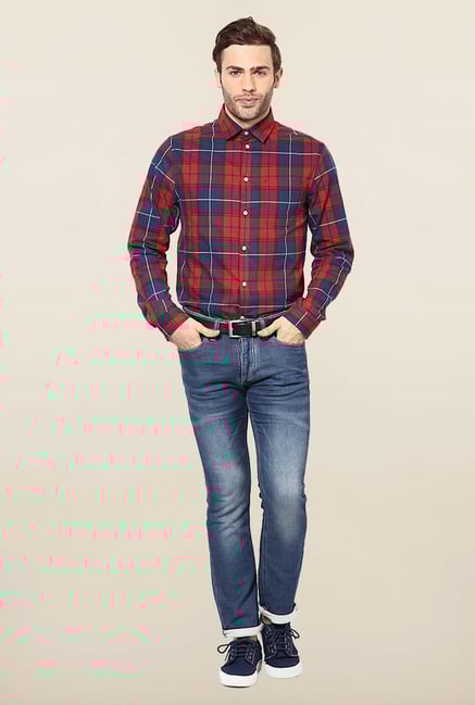 Jack & Jones Red And Blue Checks Casual Shirt Jack & Jones Red And Blue Checks Casual Shirt