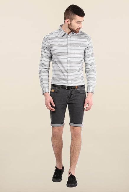 Jack & Jones Grey Striped Casual Shirt Jack & Jones Grey Striped Casual Shirt