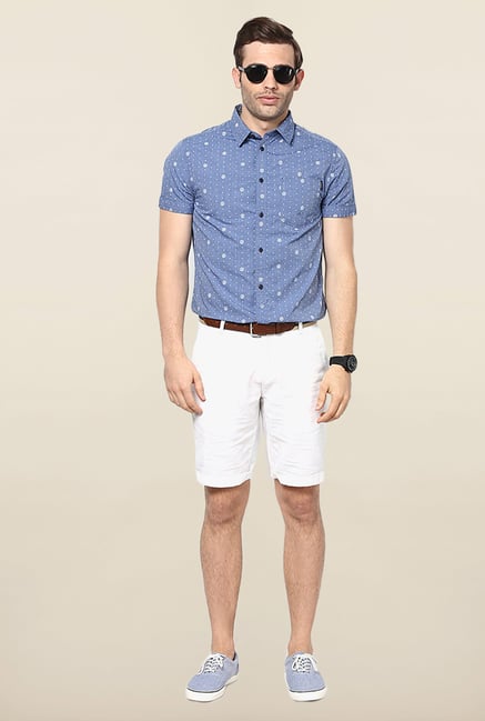 Jack & Jones Blue Printed Short Sleeves Shirt Jack & Jones Blue Printed Short Sleeves Shirt