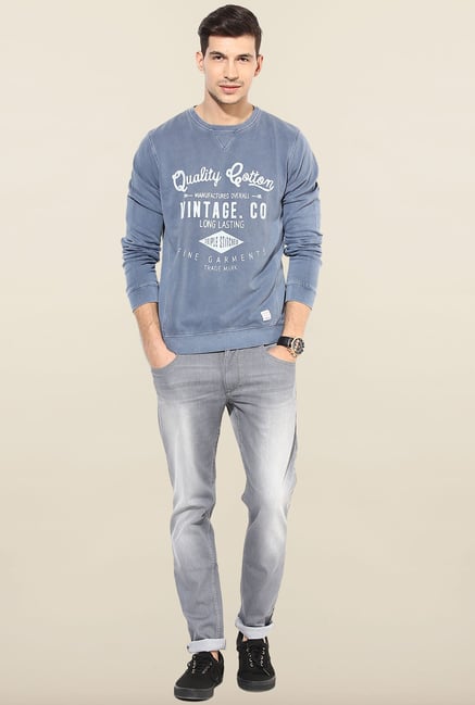 Jack & Jones Blue Crew Neck Sweatshirt Jack & Jones Blue Crew Neck Sweatshirt