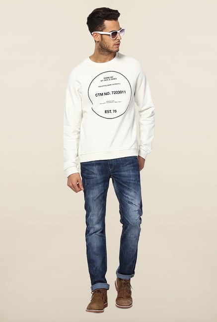 Jack & Jones White Printed Sweatshirt Jack & Jones White Printed Sweatshirt