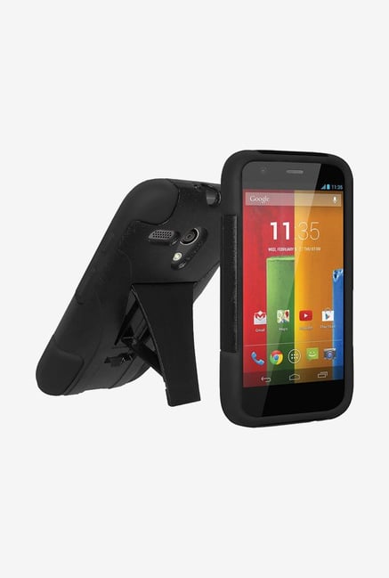 Amzer Dual Layer Hybrid KickStand Case Black for Moto G Amzer Dual Layer Hybrid KickStand Case Black for Moto G