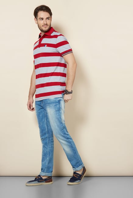 celio* Red Striped Polo T-Shirt celio* Red Striped Polo T-Shirt