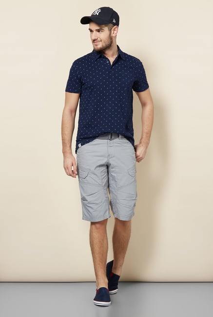 celio* Navy Printed Polo T-Shirt celio* Navy Printed Polo T-Shirt