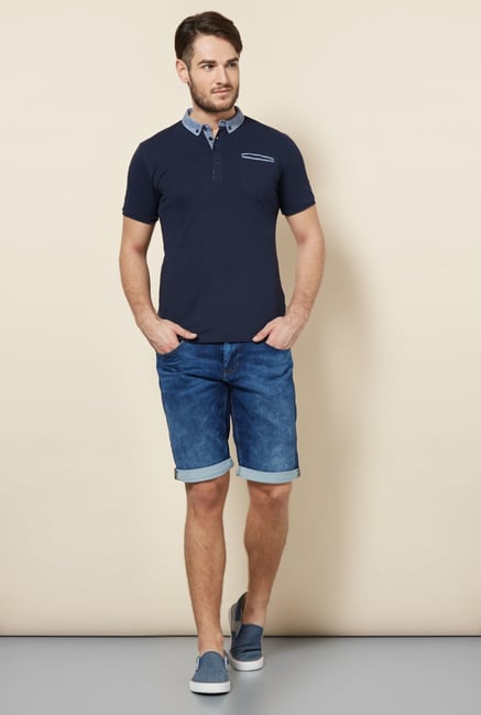 celio* Navy Solid Polo T-Shirt celio* Navy Solid Polo T-Shirt