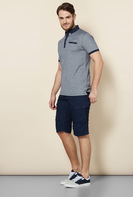 celio* Grey Solid Polo T-Shirt celio* Grey Solid Polo T-Shirt